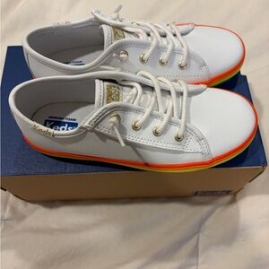 Keds Kids White Sneakers with Colorful Trim